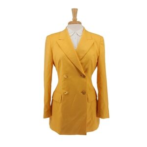 $998 Escada Margaretha Ley Ladies Vintage Yellow Blazer Jacket Size M - READ